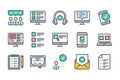 Online Education related color line icon set. Royalty Free Stock Photo